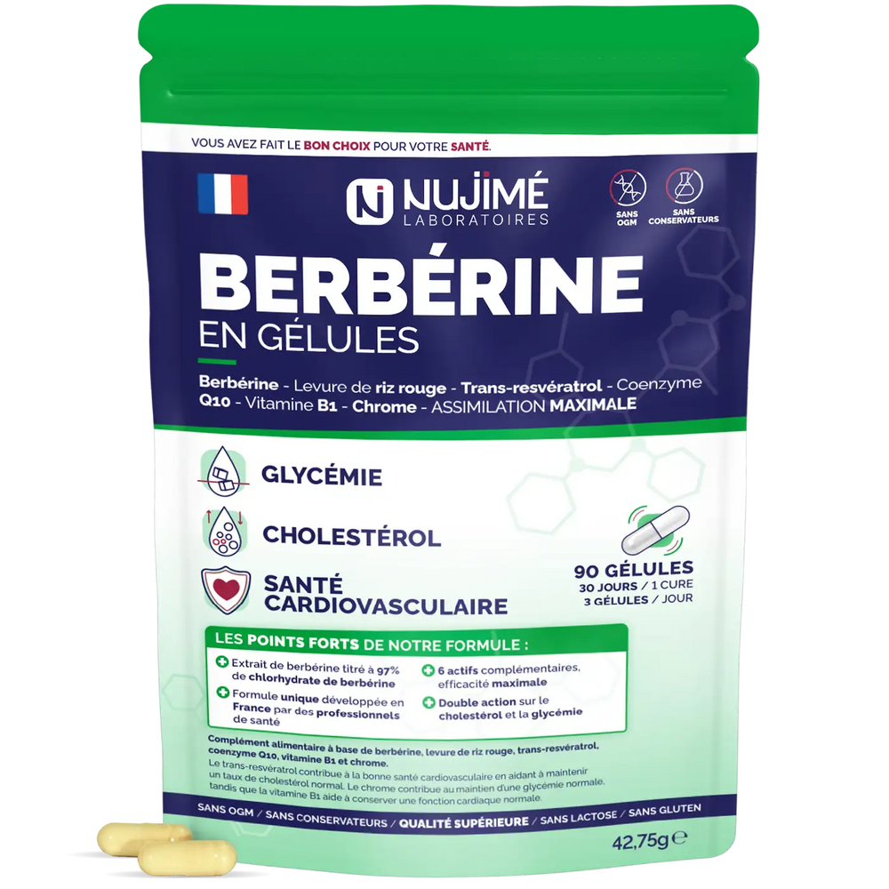 Berberine, levure de riz rouge coenzyme Q10 gelules Nujime
