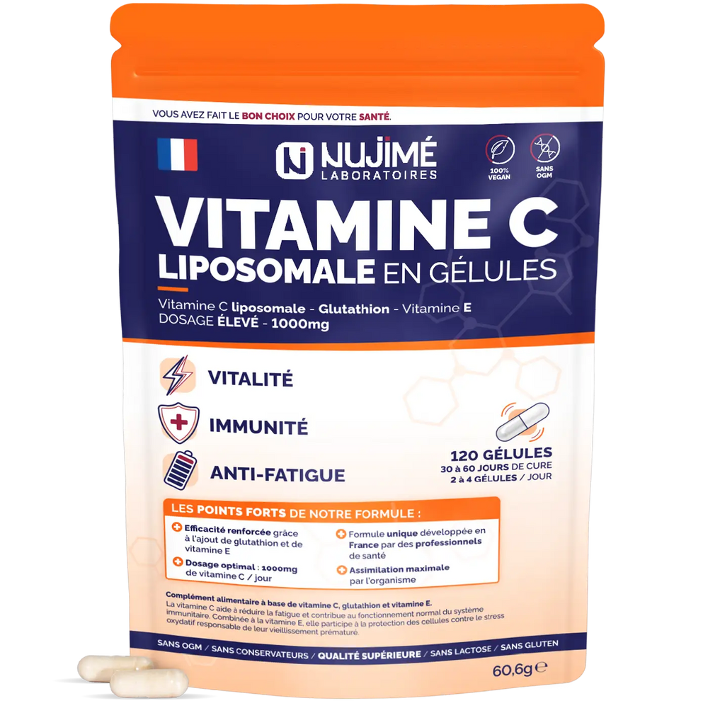 Vitamine C liposomale en gelules Nujime + glutathion et vitamine E