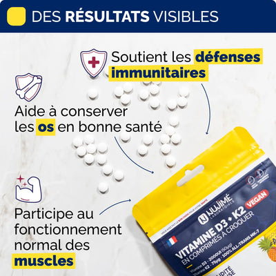 Bienfaits vitamine D3 K2 comprimes Nujime Laboratoires 