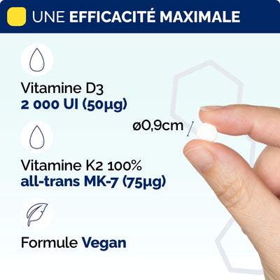 Efficacite vitamine D3 K2 comprimes Nujime Laboratoires 