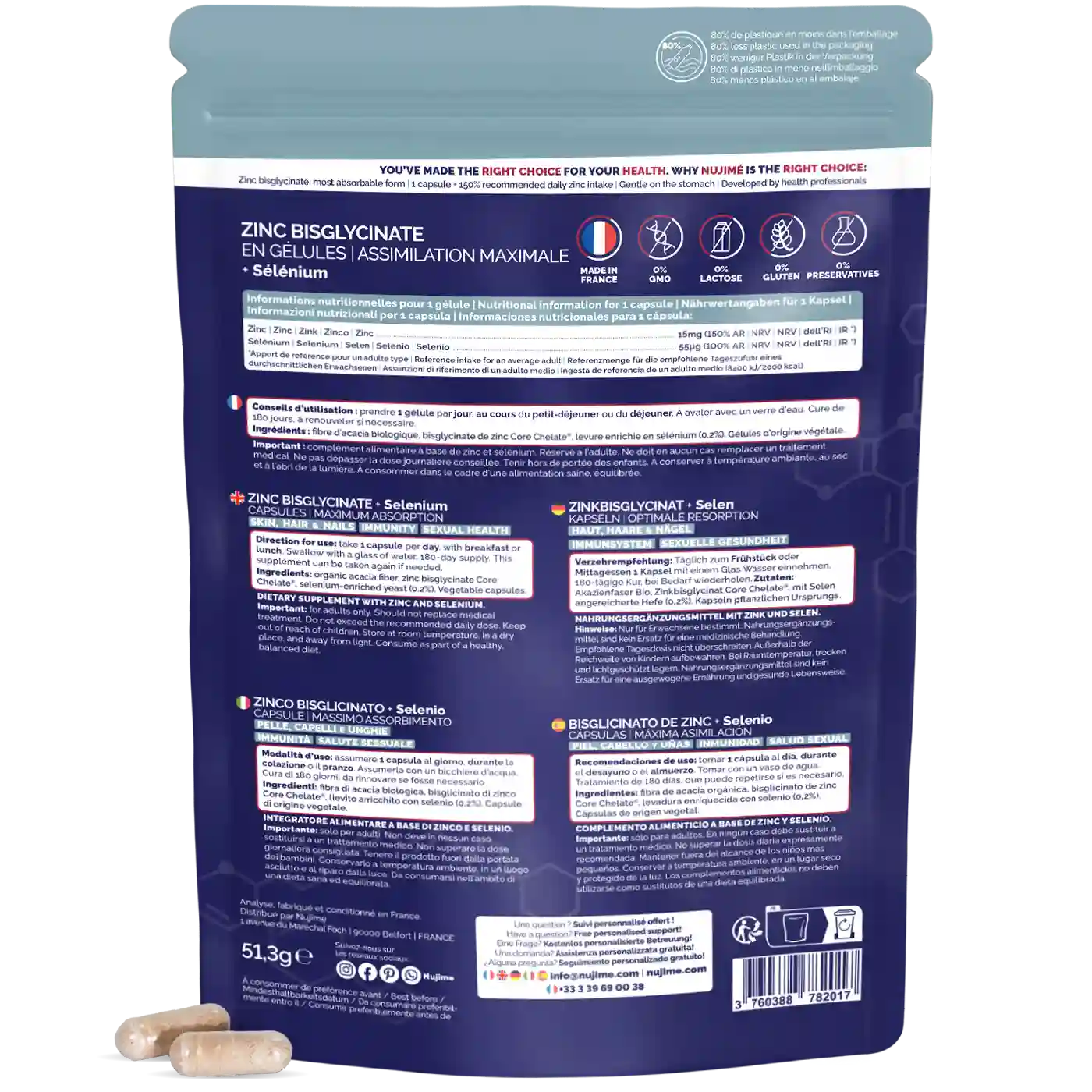 Zinc Bisglycinate gelules Nujime Laboratoires