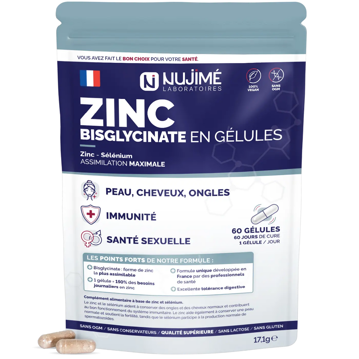 Zinc Bisglycinate gelules Nujime Laboratoires