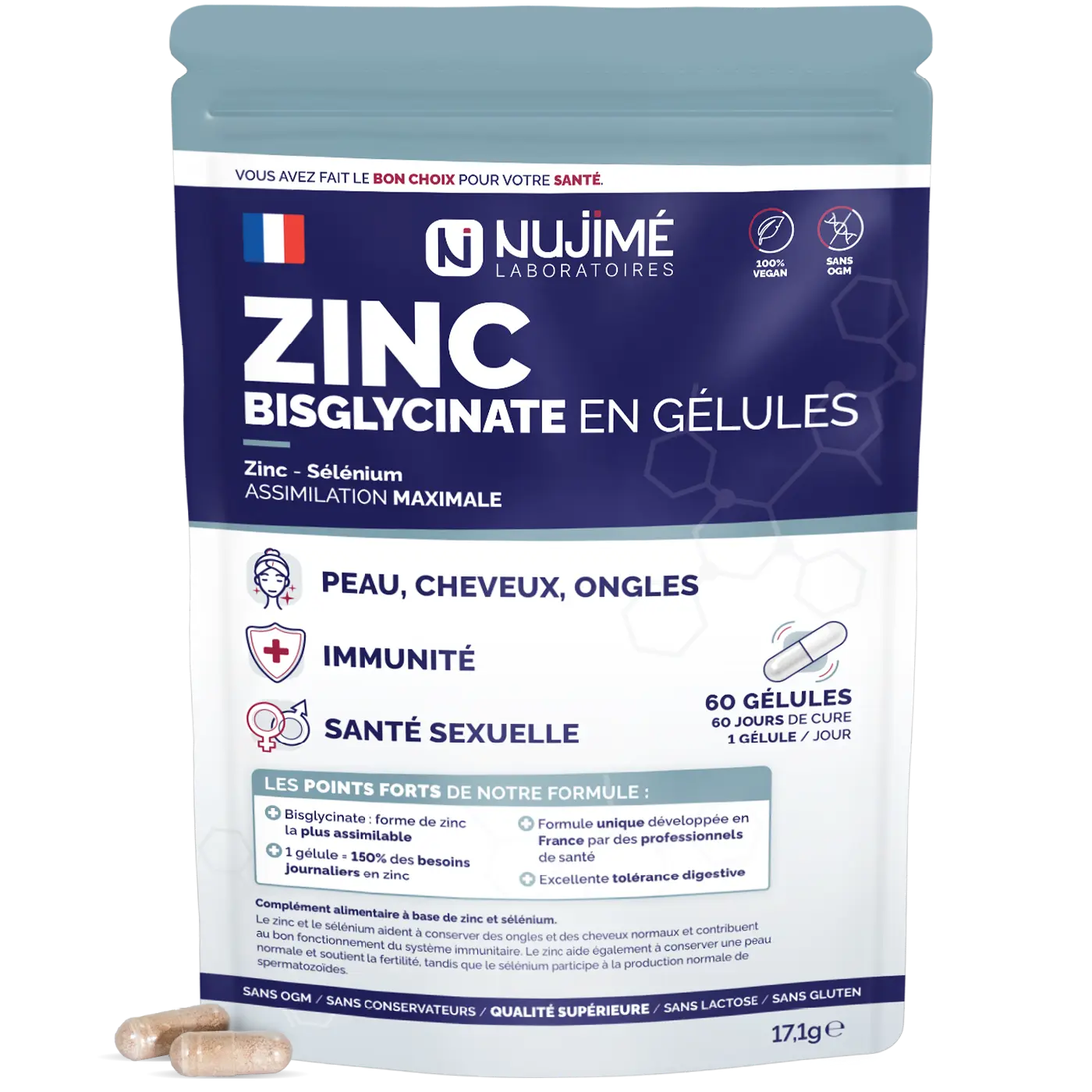 Zinc Bisglycinate gelules Nujime Laboratoires